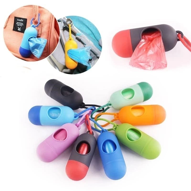 1Pc Baby Diaper Bag Dispenser With Rope/Hook | Includes 1 Roll Of 18 Disposable Bags | Random Colour - SlyCart