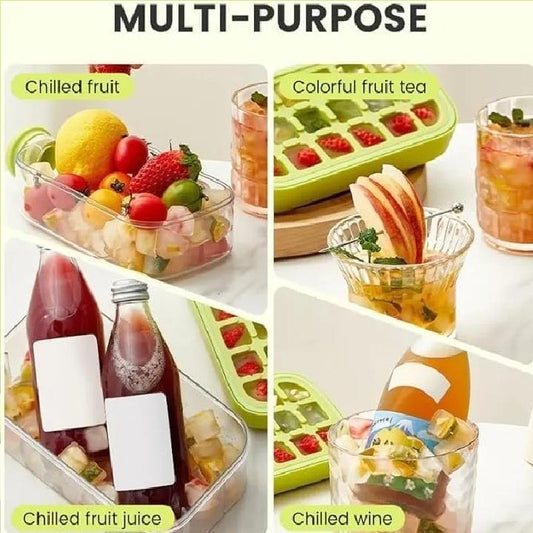 2-in-1 Zero Touch Ice Cube Bottle with Press Release Tray & Lid - SlyCart