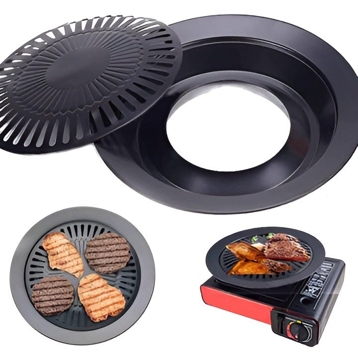 Non Stick Grill BBQ 32cm / BBQ Grill Frying Pan Non-Stick Korean Traditional Cast Iron Grill Pan - SlyCart