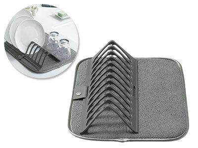 New Dish Drying Rack With Absorbent Microfiber Mat