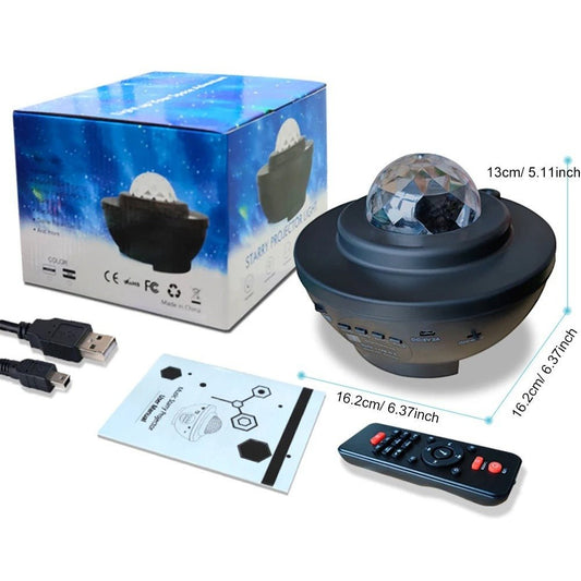USB Starry Projector Light | Ocean Wave & Star Sky Night Lamp With Bluetooth Speaker - SlyCart