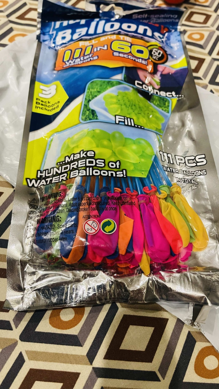 111 Pcs Fast-Fill Magic Water Balloons Kit - Quick-Fill Self-Sealing Water Bombs for Outdoor Water War Games & Summer Party Supplies