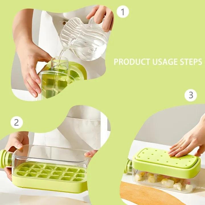 2-in-1 Zero Touch Ice Cube Bottle with Press Release Tray & Lid - SlyCart
