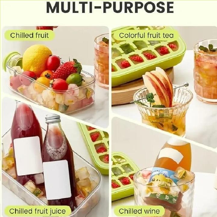 2-in-1 Zero Touch Ice Cube Bottle with Press Release Tray & Lid - SlyCart