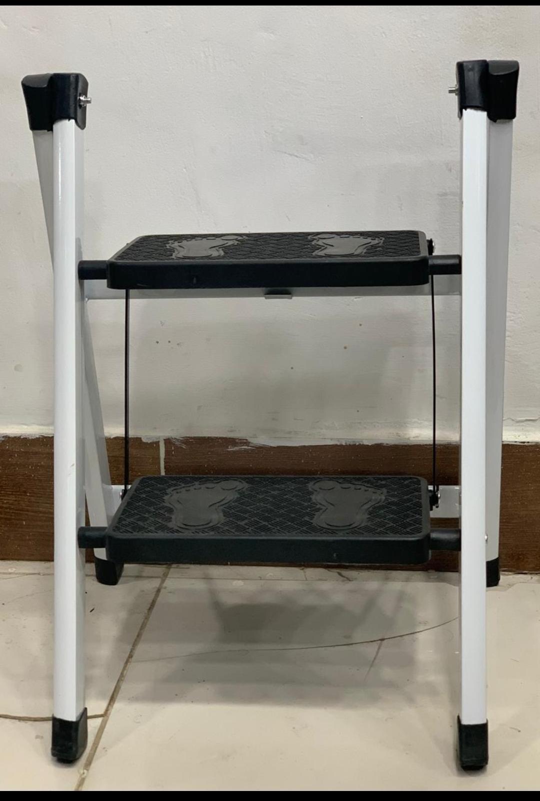 2-Step Folding Metal Step Stool Ladder | Anti-Slip Safety Ladder for Home & Kitchen Use - SlyCart