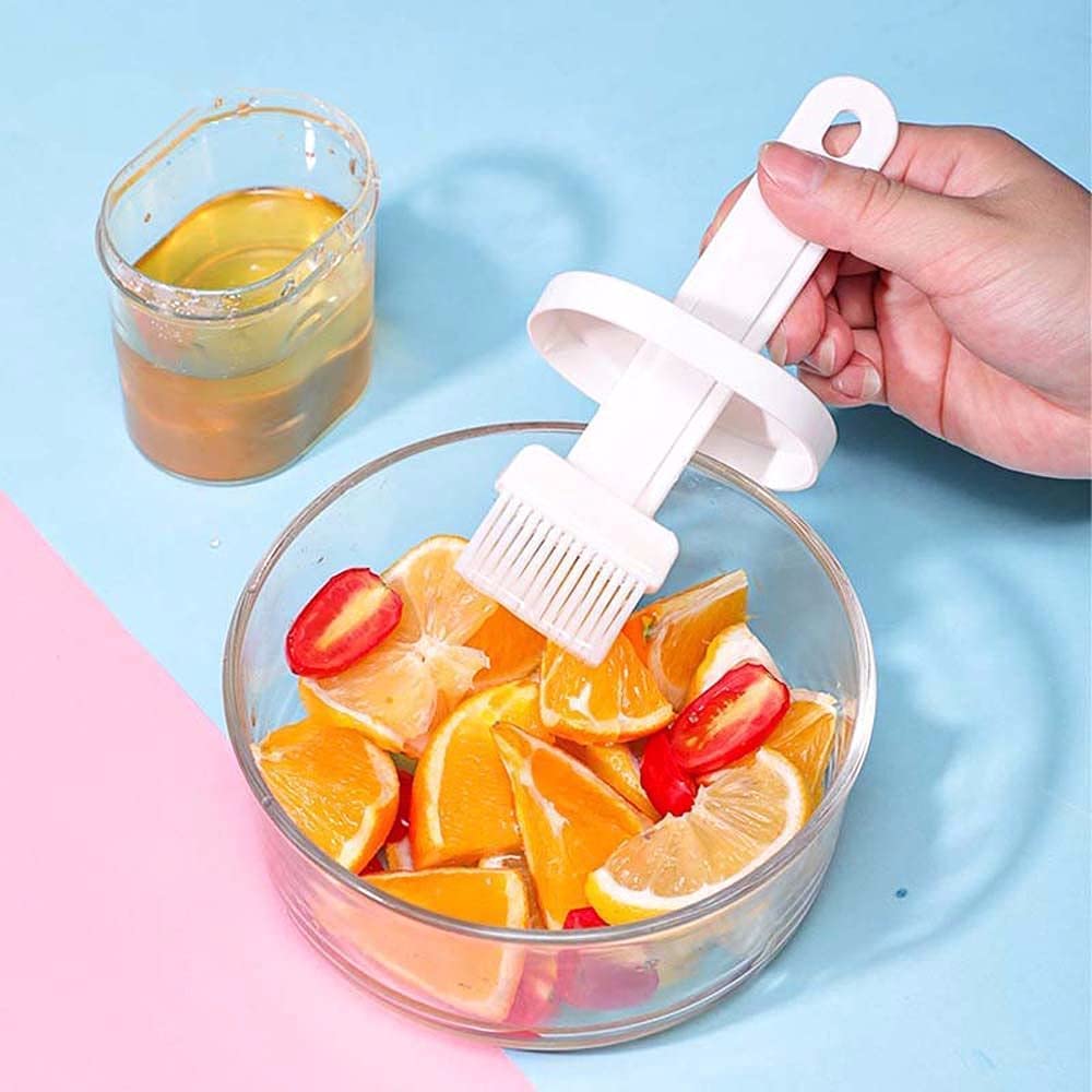 Plastic Oil Bottle Seasoning Dispenser with Silicone Rubber Bristle Brush for BBQ, Oil Brush Bottle Set Oil Storage Container for Kitchen (Multicolor)