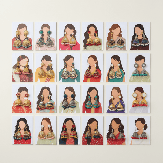 Earrings Eidi Cards – Pack of 27 Mini Festive Cards without Jewellery (Random Designs) - SlyCart