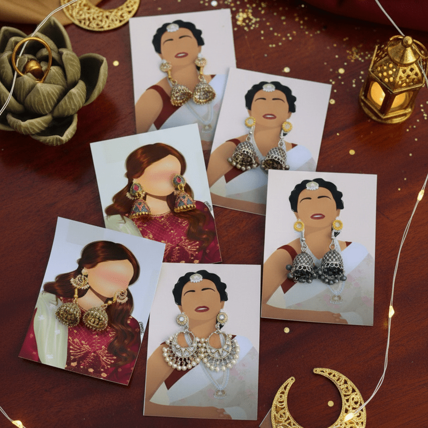 Earrings Eidi Cards – Pack of 27 Mini Festive Cards without Jewellery (Random Designs) - SlyCart
