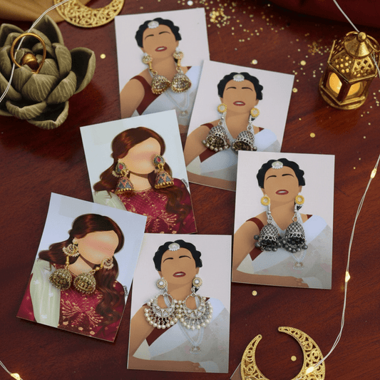 Earrings Eidi Cards – Pack of 27 Mini Festive Cards without Jewellery (Random Designs) - SlyCart