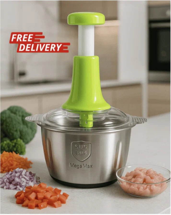 Large 2L Bowl Effortless Vegetable Chopper & Meat Mincer – Manual Hand-Press Food Processor for Fruits, Herbs, Garlic, and Onions (Random Color) - SlyCart