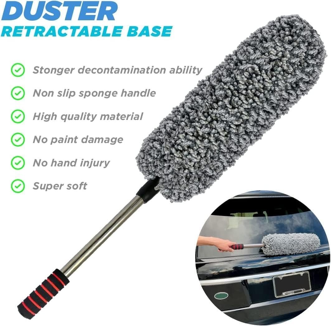 Microfiber Car Duster with Extendable Handle | Scratch-Free Exterior & Interior Car Cleaning Tool - SlyCart