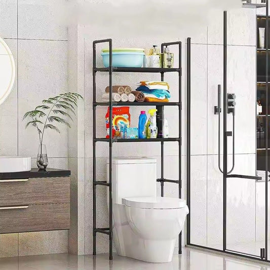 Multi-Layer Bathroom Storage Rack | Space-Saving Toilet Organizer | Strong Carbon Steel Shelf For Towels & Toiletries - SlyCart