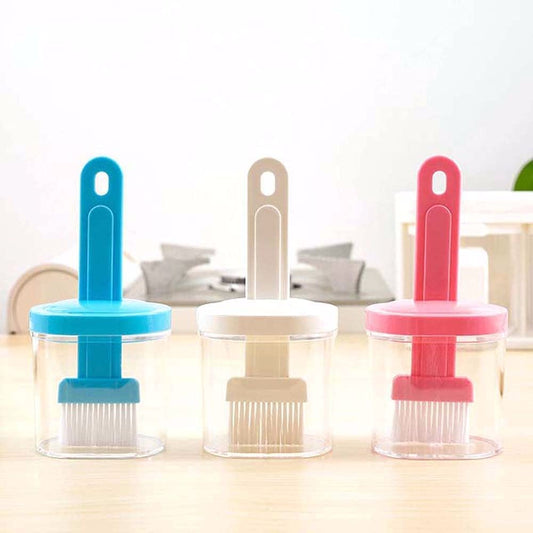 Plastic Oil Bottle Seasoning Dispenser with Silicone Rubber Bristle Brush for BBQ, Oil Brush Bottle Set Oil Storage Container for Kitchen (Multicolor) - SlyCart
