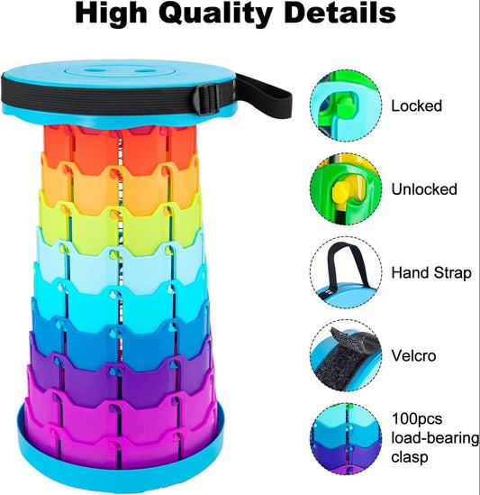 Portable Telescoping Stool, Folding Stool Lightweight & Sturdy, Retractable Telescopic Stool For Gardening, Camping, Travel, Fishing, Hiking And Bbq(Multi Color) - SlyCart