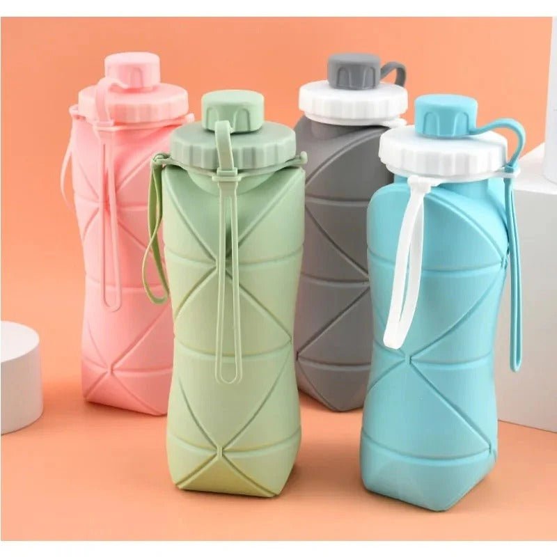 Silicon Foldable Bottle 600ml | Portable Travel Smart Water Bottle | Pocket Size Collapsible Design (Random Color) - SlyCart