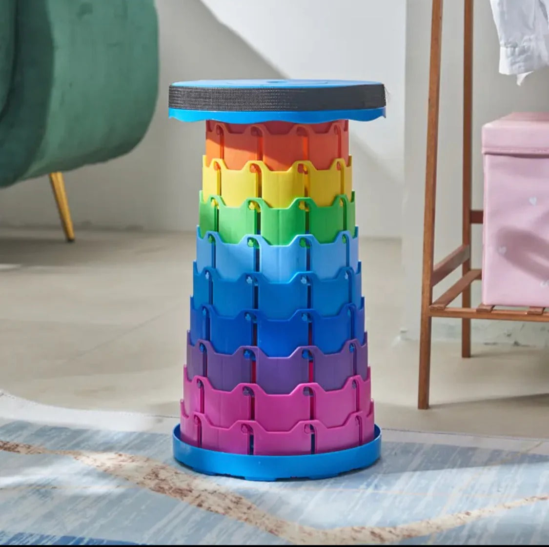Portable Telescoping Stool, Folding Stool Lightweight & Sturdy, Retractable Telescopic Stool For Gardening, Camping, Travel, Fishing, Hiking And Bbq(Multi Color)