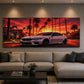 Sports Car Sunset 3-Piece Wall Art Set – 24x11 Inch Wooden Sticky Tiles Ready Size