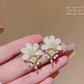ZJX-162 Flower Pearl Korean Earrings- Golden - SlyCart